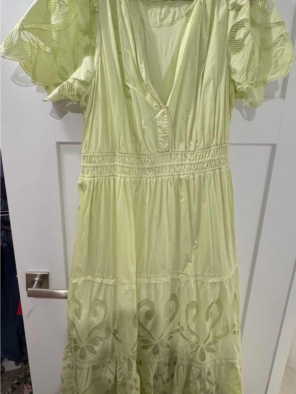Somerset Lime Green Eyelet Flutter Sleeve Maxi Dress